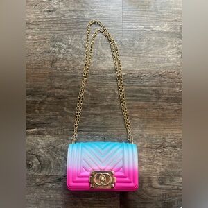 FINAL PRICE Jelly Gradient Pink and Blue Chain Shoulder Bag